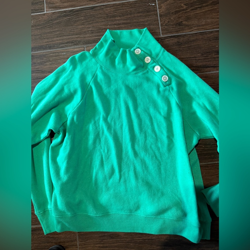J. Crew Teal Mock Neck Sweater with Button Detail
